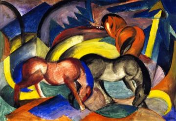 Three Horses Artwork by Franz Marc