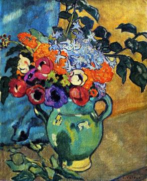 Anemones On A Blue Background Artwork by Louis Valtat