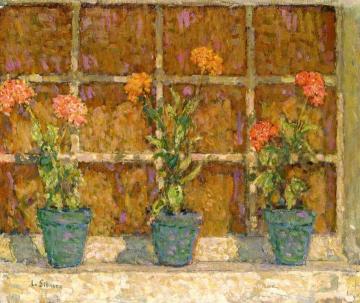 Three Pots of Flowers, Gerberoy Artwork by Henri Le Sidaner