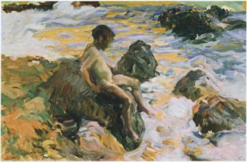 Boy in Sea Foam Artwork by Joaquin Sorolla y Bastida