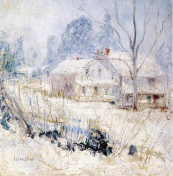 Country House In Winter, Cos Cob Artwork by John Twachtman