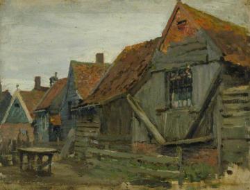 Study of Wooden Houses (Holland) Artwork by Sir George Clausen