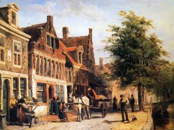 Vissersdijk in Enkhuizen Artwork by Cornelius Springer