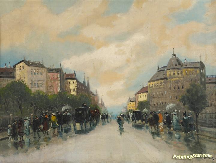 Parisian Boulevard Artwork by Antal Berkes