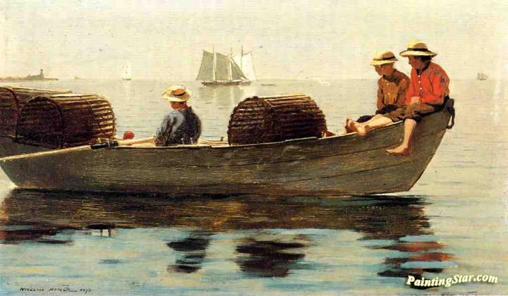 Three Boys in a Dory Artwork by Winslow Homer