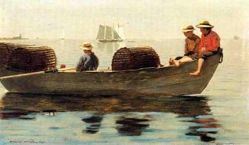 Three Boys in a Dory Artwork by Winslow Homer