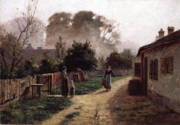 Village Scene Artwork by Theodore Clement Steele