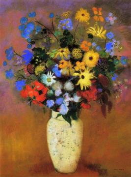 Large Bouquet in a Japanese Vase Artwork by Odilon Redon