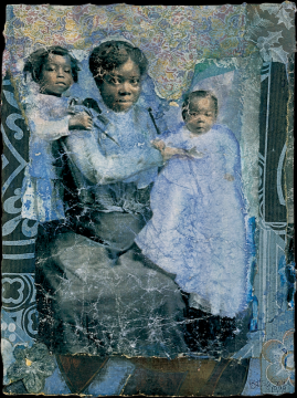 Mother And Children In Blue Artwork by Betye Saar