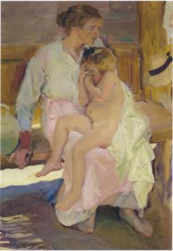 Mother and Daughter, Valencia Beach Artwork by Joaquin Sorolla y Bastida