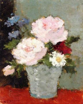 Vase Of Flowers On A Red Table Artwork by Dietz Edzard