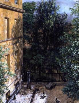 View Into A Courtyard Artwork by Adolph von Menzel