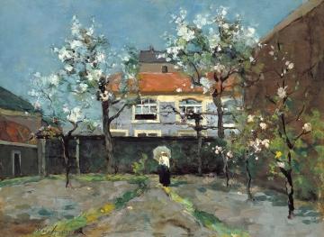 Back-garden At The Kazernestraat, The Hague Artwork by Johan Hendrik Weissenbruch
