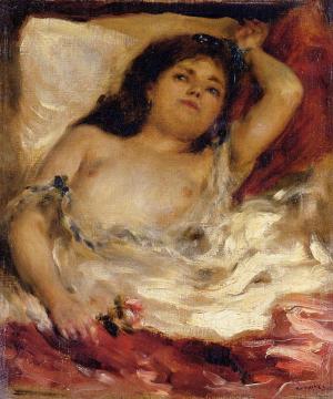 Reclining Semi-Nude Artwork by Pierre Auguste Renoir