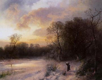 Daybreak on a Snowy Morning Artwork by Herman Herzog