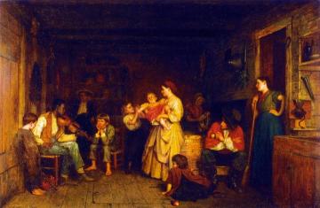 Fiddling His Way Artwork by Eastman Johnson