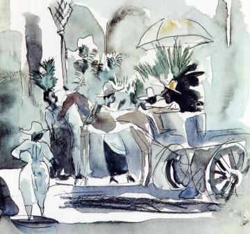 Horse and Carriage Artwork by Jules Pascin