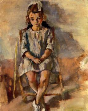 Seated Young Girl Artwork by Jules Pascin