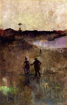 Landscape with Two Small Figures Richmond, New South Wales Artwork by Charles Conder