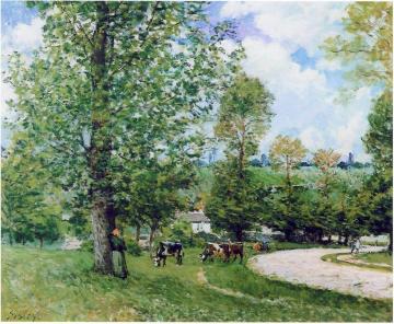 Cow Pasture near Louveciennes Artwork by Alfred Sisley
