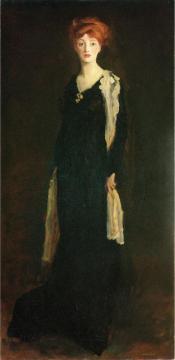 O In Black With Scarf Artwork by Robert Henri