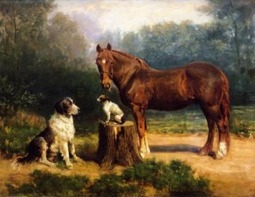 Horse And Two Dogs In A Landscape Artwork by Henry Ossawa Tanner