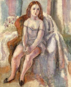 Young Woman in a White Chemise Artwork by Jules Pascin