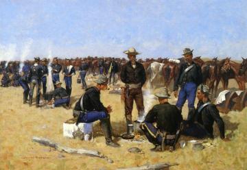 A Cavalryman's Breakfast on the Plains Artwork by Frederic Remington