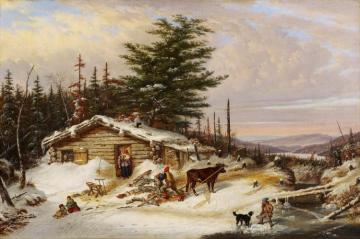 Settler's Log House Artwork by Cornelius Krieghoff