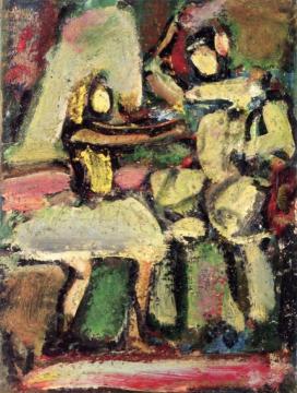 Pierrot and a Dancer Artwork by Georges Rouault