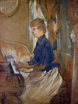 At The Piano - Madame Juliette Pascal In The Salon Of The Chateau De Malrome Artwork by Henri de Toulouse-Lautrec