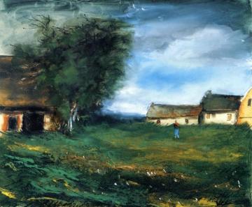 Woman In A Farm Yard Artwork by Maurice De Vlaminck