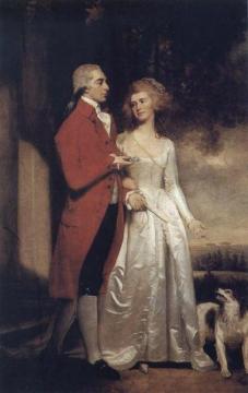 Sir Christopher And Lady Sykes Strolling In The Garden At Sledmere Artwork by George Romney