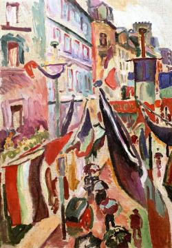 Street Decorated with Flags in Havre Artwork by Raoul Dufy
