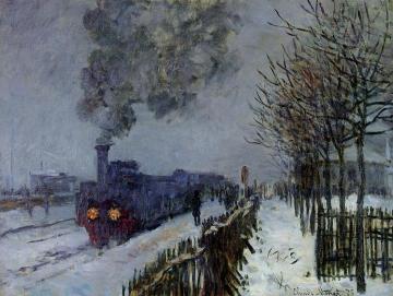 Train in the Snow, the Locomotive Artwork by Claude Oscar Monet