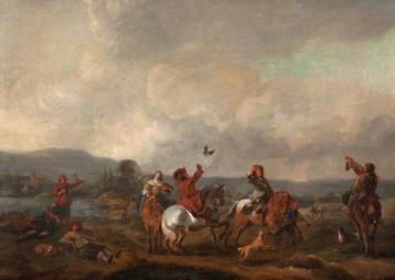 Landscape with Falconers Artwork by Philips Wouwermans