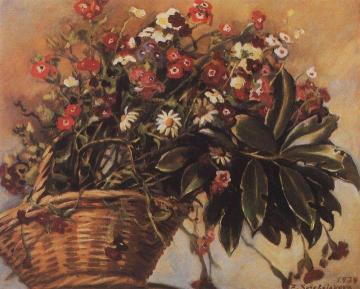 Basket with Flowers Artwork by Zinaida Serebriakova