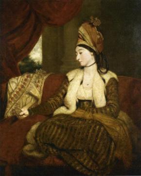 Portrait Of Mrs. Baldwin (1763 - 1839) Full-length, Seated On A Red Divan Artwork by Sir Joshua Reynolds