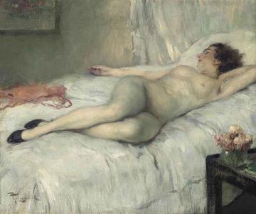 Reclining Nude Artwork by Fernand Toussaint