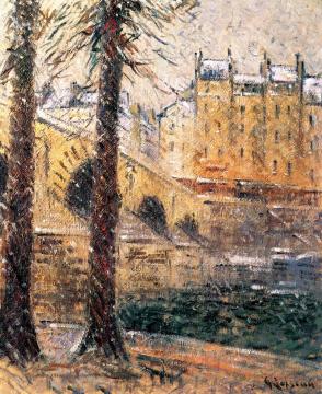 The Pont Marie, Snow Effect Artwork by Gustave Loiseau