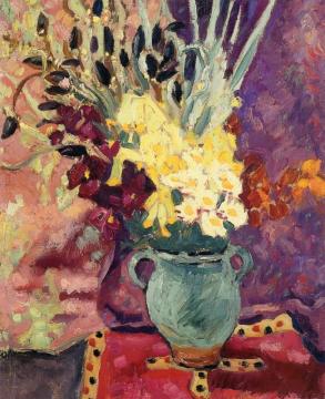 Gillyflowers And Narcissus In A Green Pitcher Artwork by Louis Valtat