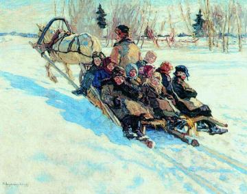 On the Way to School Artwork by Nikolai Petrovich Bogdanov-belsky