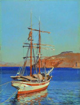 Boat at sunset Artwork by Llewelyn Lloyd