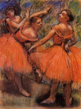 Red Ballet Skirts Artwork by Edgar Degas