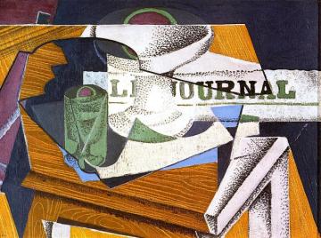 Fruit Bowl, Book And Newspaper Artwork by Juan Gris
