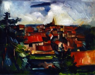 Red Roofs Artwork by Maurice De Vlaminck