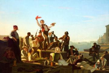 Jolly Flatboatmen In Port Artwork by George Caleb Bingham