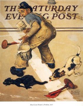 Road Line Painter's Problem Artwork by Norman Rockwell