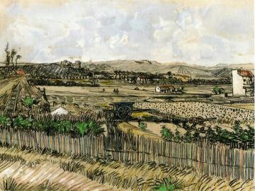 Harvest in Provence, at the Left Montmajour Artwork by Vincent Van Gogh