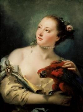 A Young Woman With A Macaw Artwork by Giovanni Battista Tiepolo